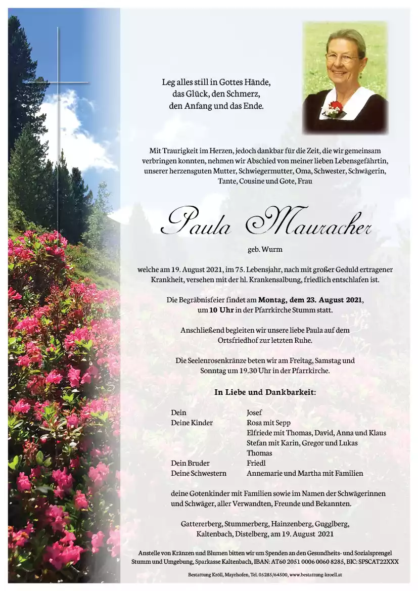 Parte von Paula Mauracher